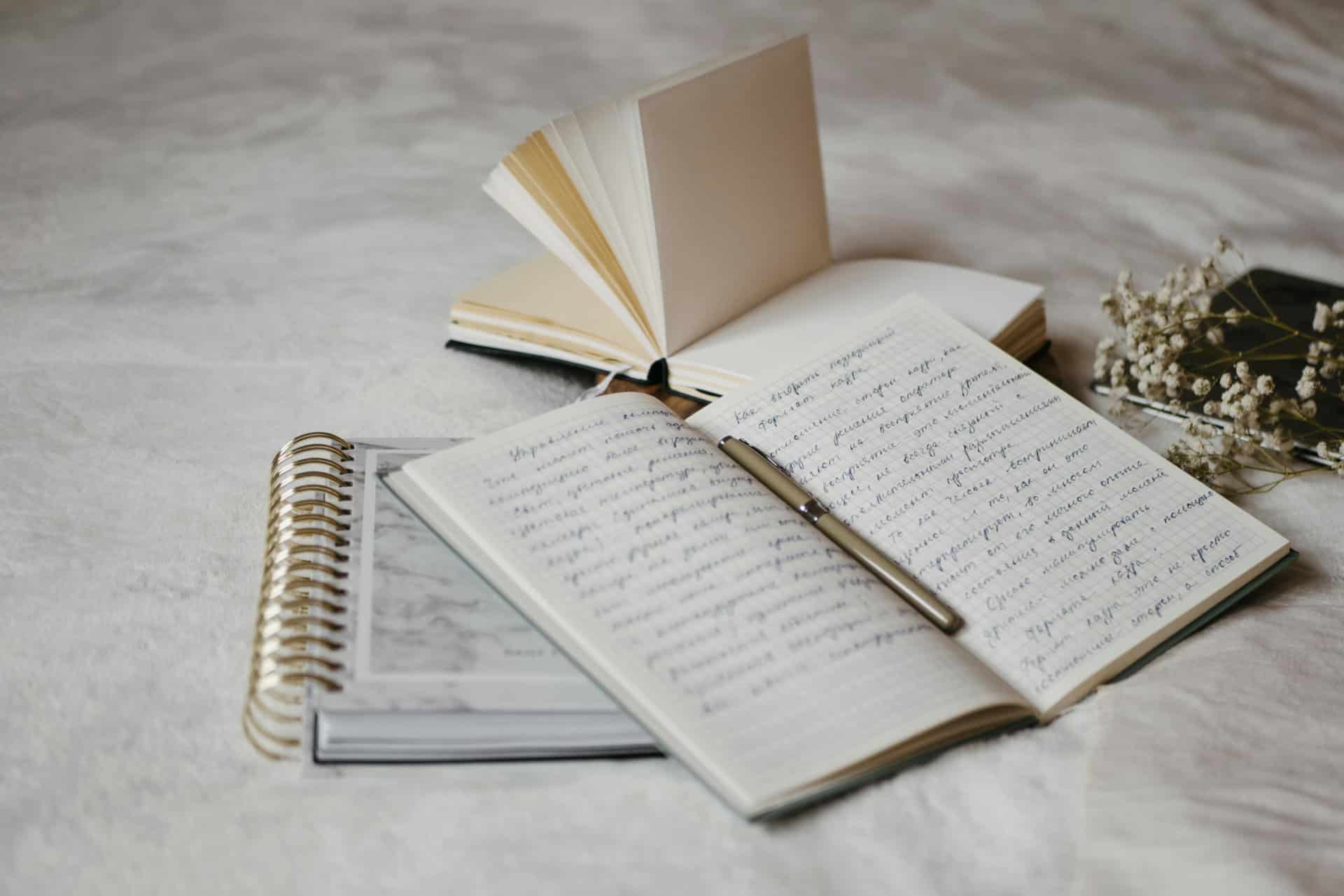 An essay written in a notebook.